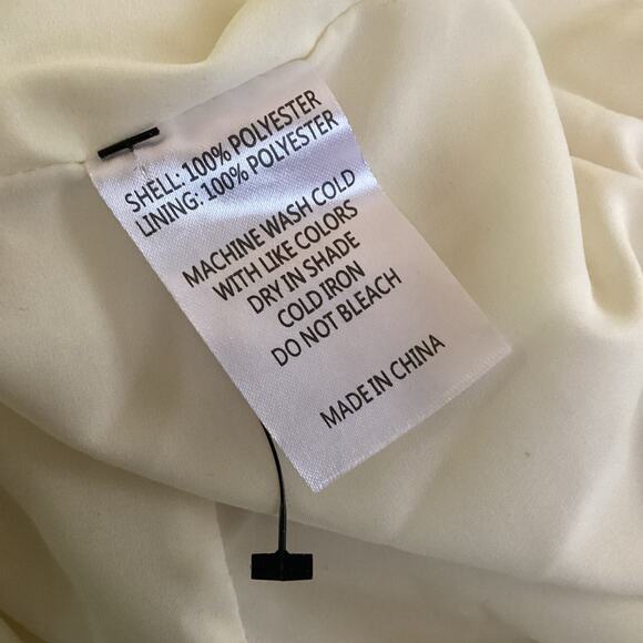 Anna Quan Crinkle Pleated Ivory Cream Long Sleeve Satin Shift Mini Dress 10 - Picture 7 of 8